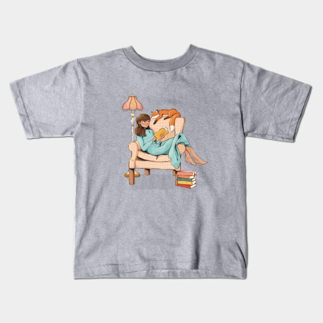 A Girl and Her Fox Kids T-Shirt by Jasmine Allan Draws